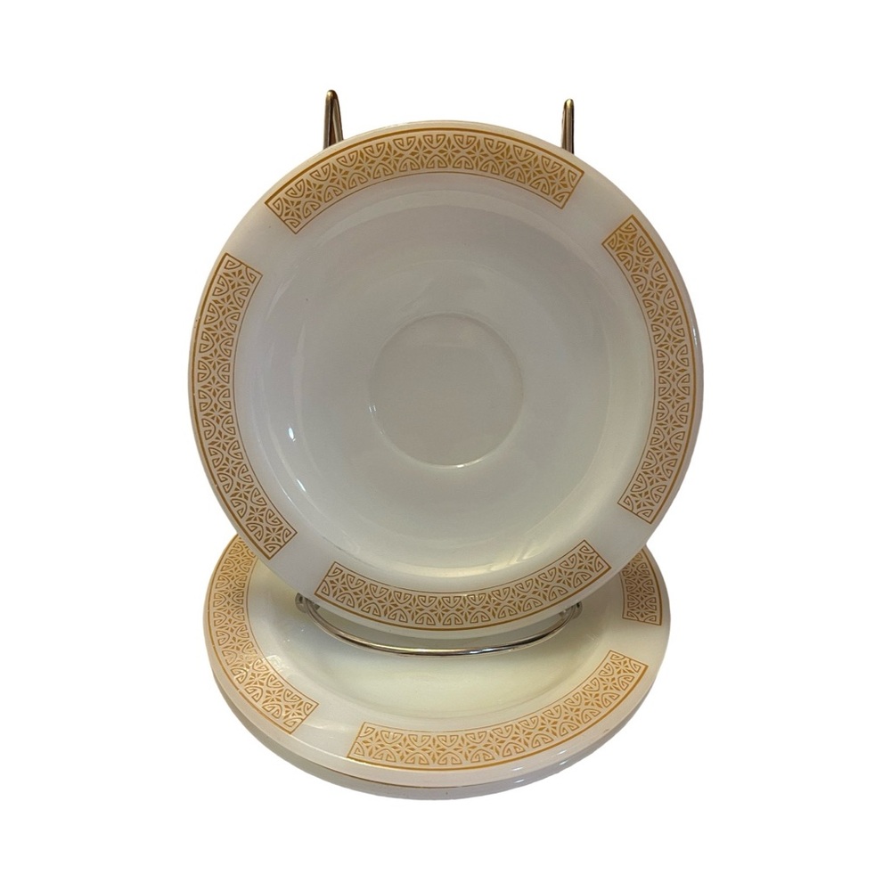 1970s Anchor Hocking White Milk Glass Placesetter (3) Saucer Set